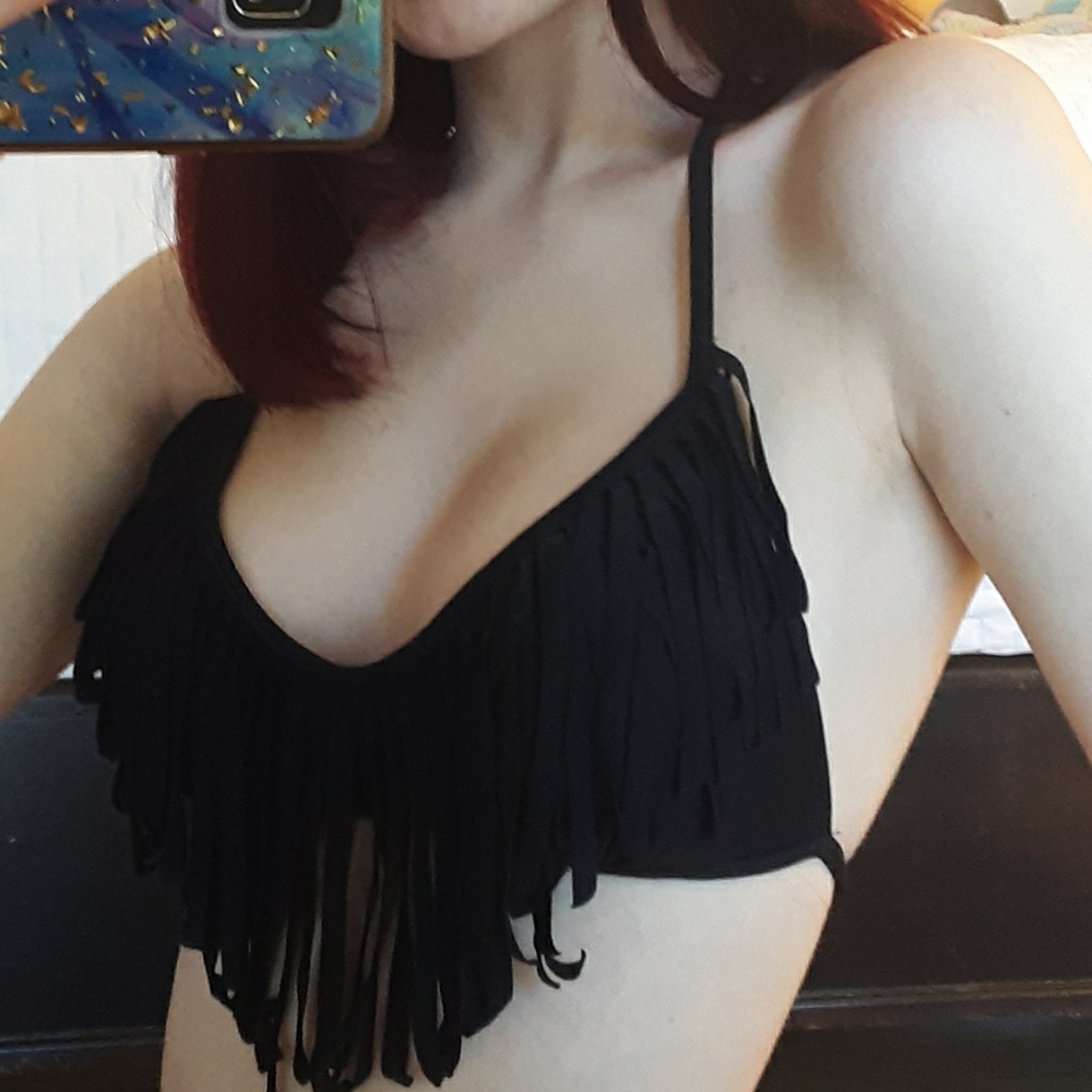 Black H2Oh! Tassel bikini top